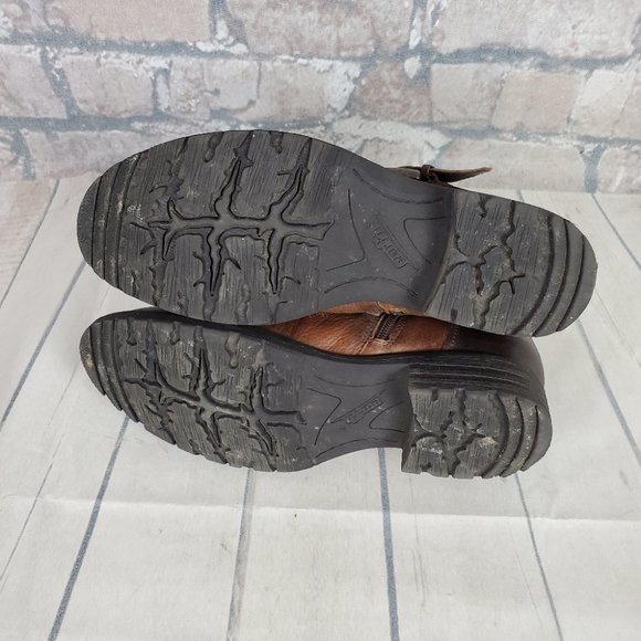 Earth Jericho Leather Moto Biker Ankle Boots Chesnut Brown Ombre Size 10 - Picture 13 of 14